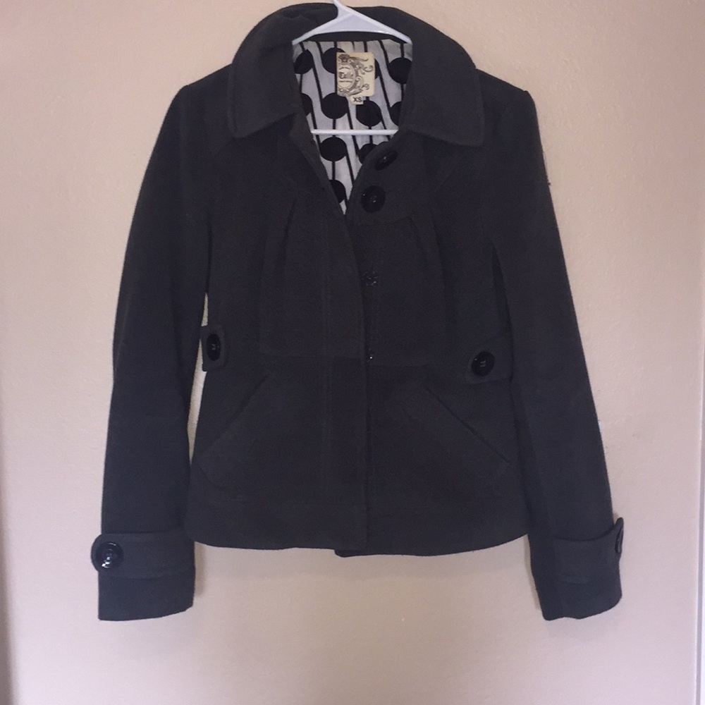 Nordstrom Tulle Charcoal Pea Coat XS